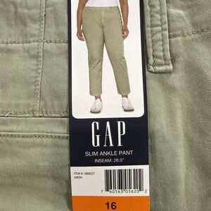 GAP Women’s 16 slim ankle pant Chino Green NWT
